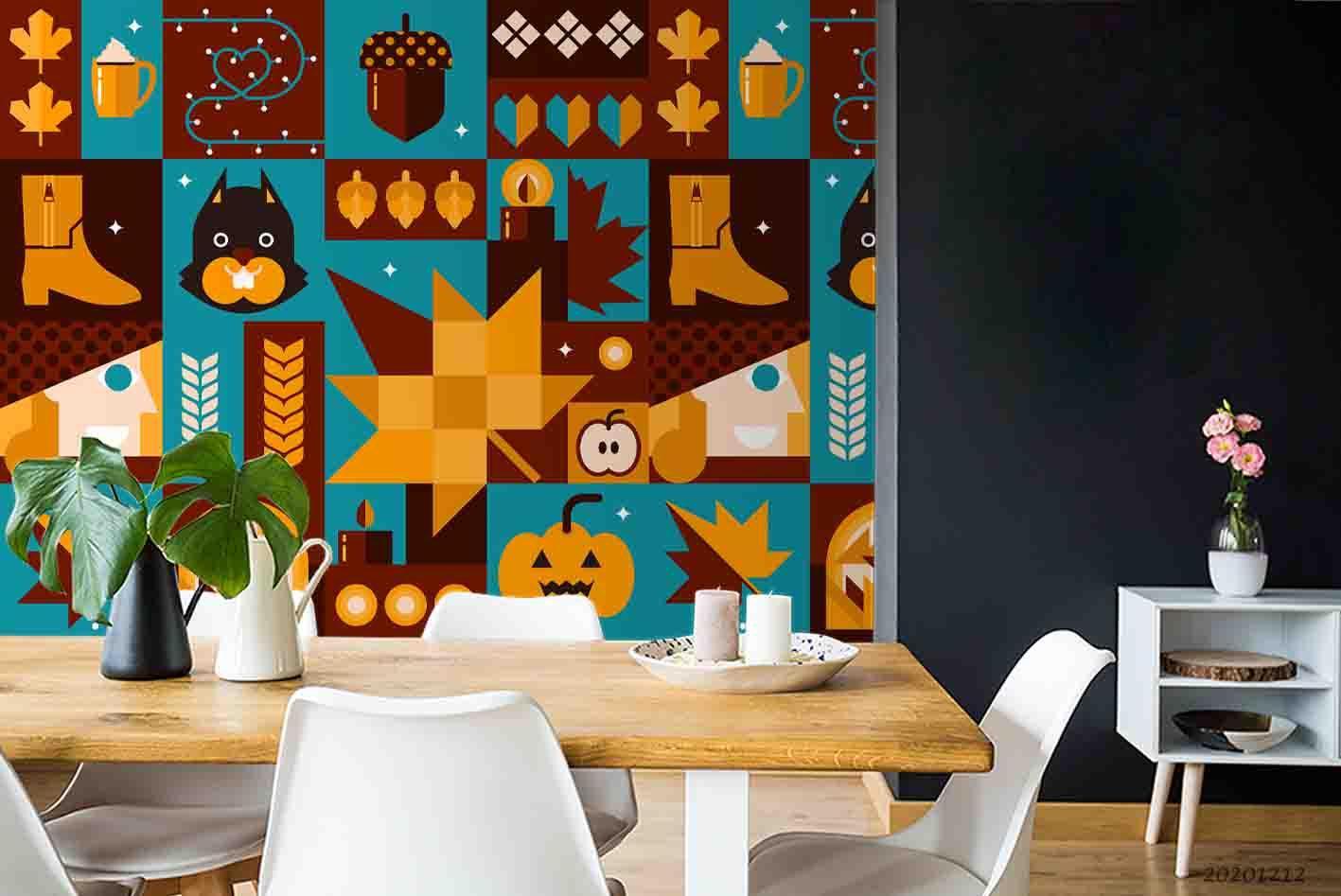 3D Cartoon Halloween Pumpkin Dog Boots Background Wall Mural Wallpaper LXL- Jess Art Decoration