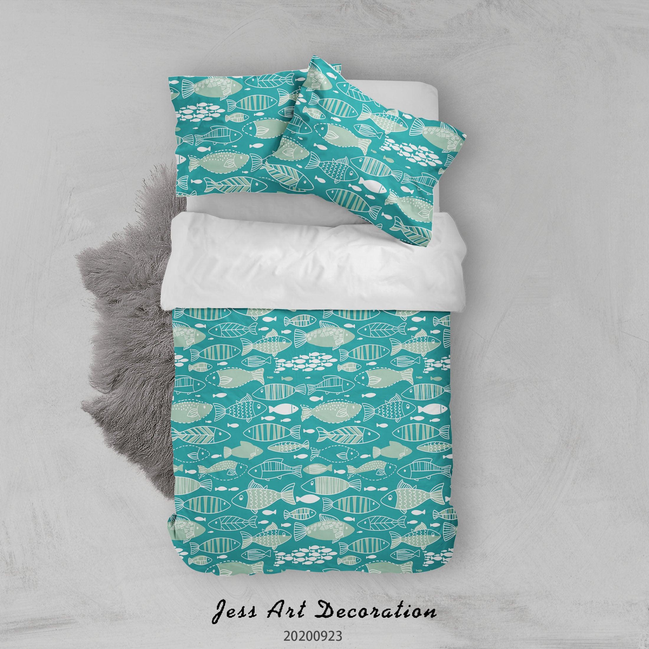 3D Hand Drawn Fish Pattern Quilt Cover Set Bedding Set Duvet Cover Pillowcases WJ 6388- Jess Art Decoration