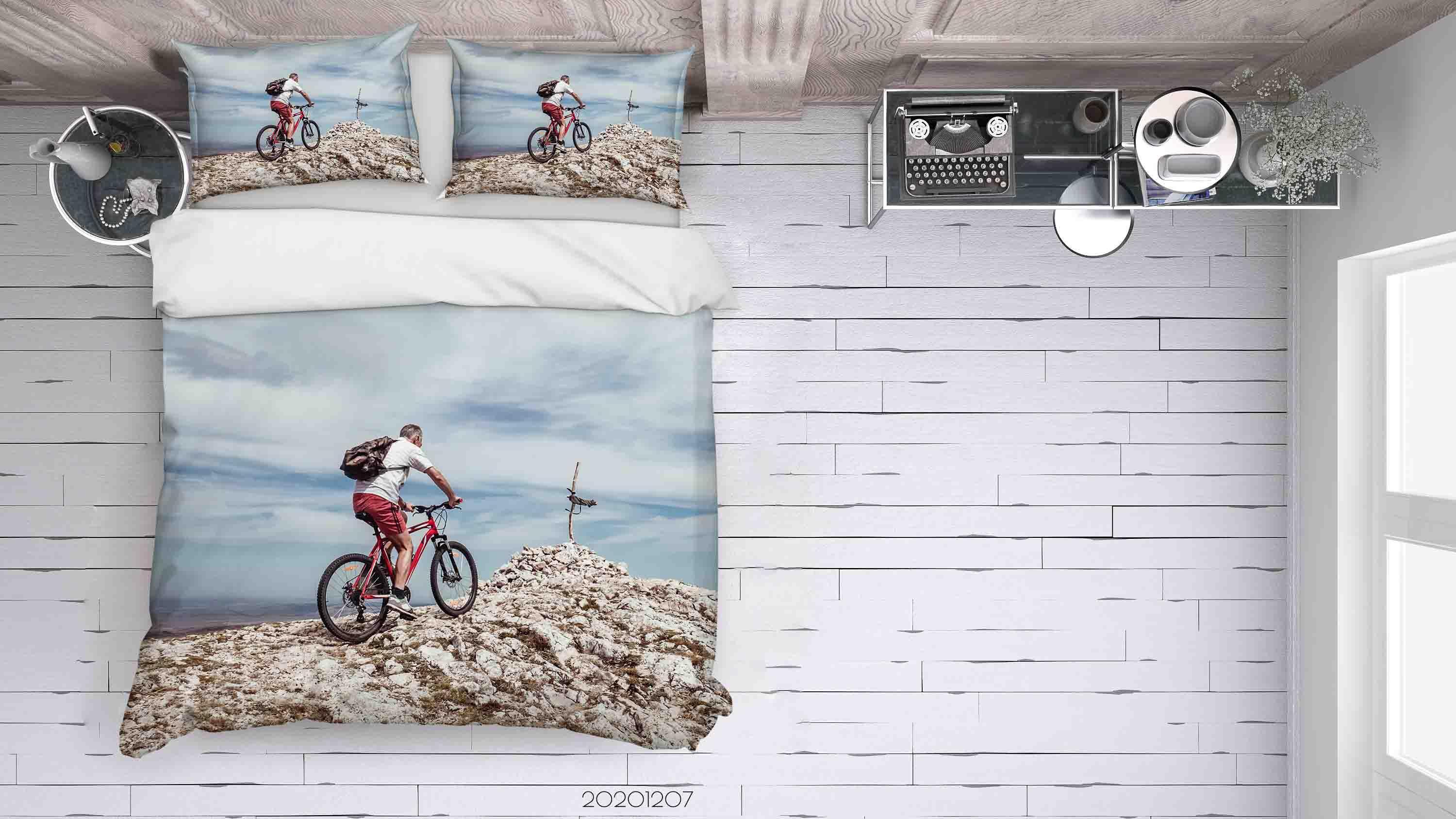 3D Pexels Cloud Sky Sports Bicycle Player Quilt Cover Set Bedding Set Duvet Cover Pillowcases LXL- Jess Art Decoration