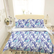 3D Blue Leaves Pattern Quilt Cover Set Bedding Set Duvet Cover Pillowcases WJ 1411- Jess Art Decoration
