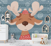3D Cartoon Elk Wall Mural Wallpaper 111- Jess Art Decoration