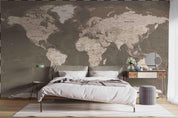 3D Grey World Map Wall Mural Wallpaper LQH 626- Jess Art Decoration