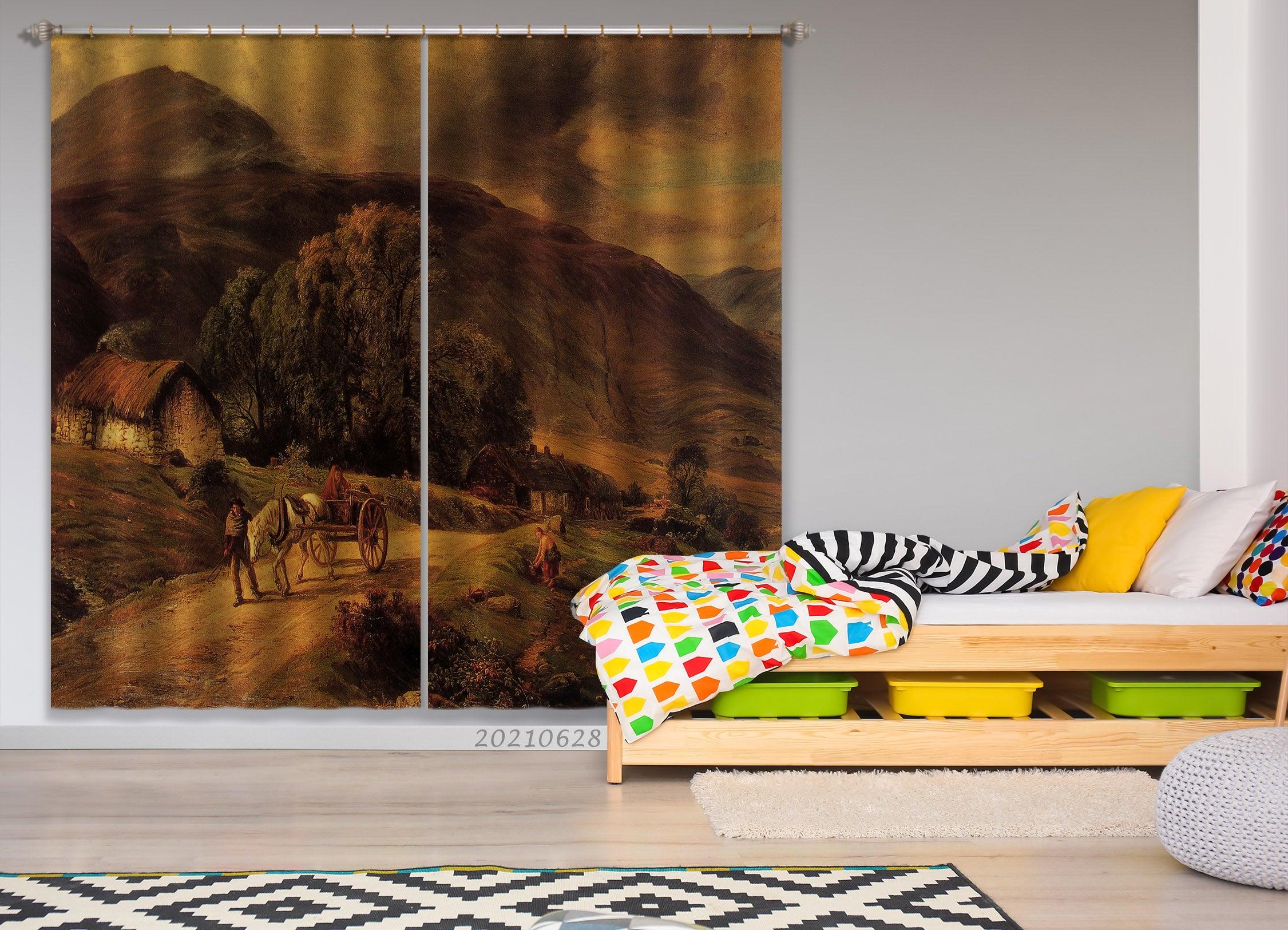 3D Nature Landscape Oil Paintinge Curtains and Drapes LQH 188- Jess Art Decoration