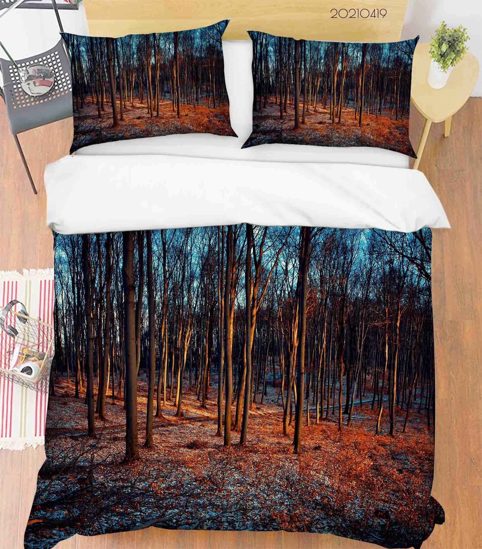 3D Autumn Forest Landscape Quilt Cover Set Bedding Set Duvet Cover Pillowcases 131- Jess Art Decoration