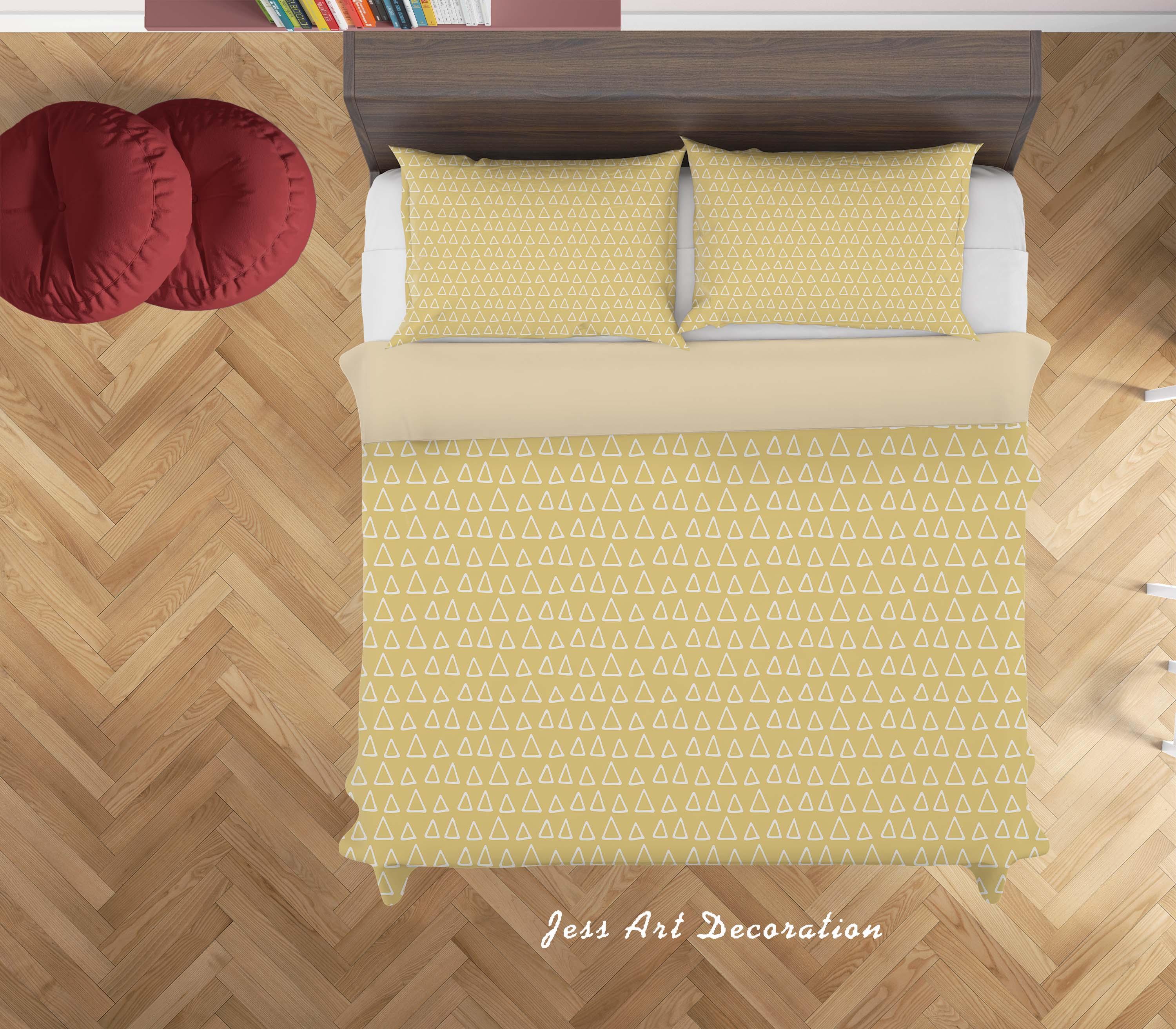 3D Yellow Triangle Quilt Cover Set Bedding Set Duvet Cover Pillowcases SF11- Jess Art Decoration