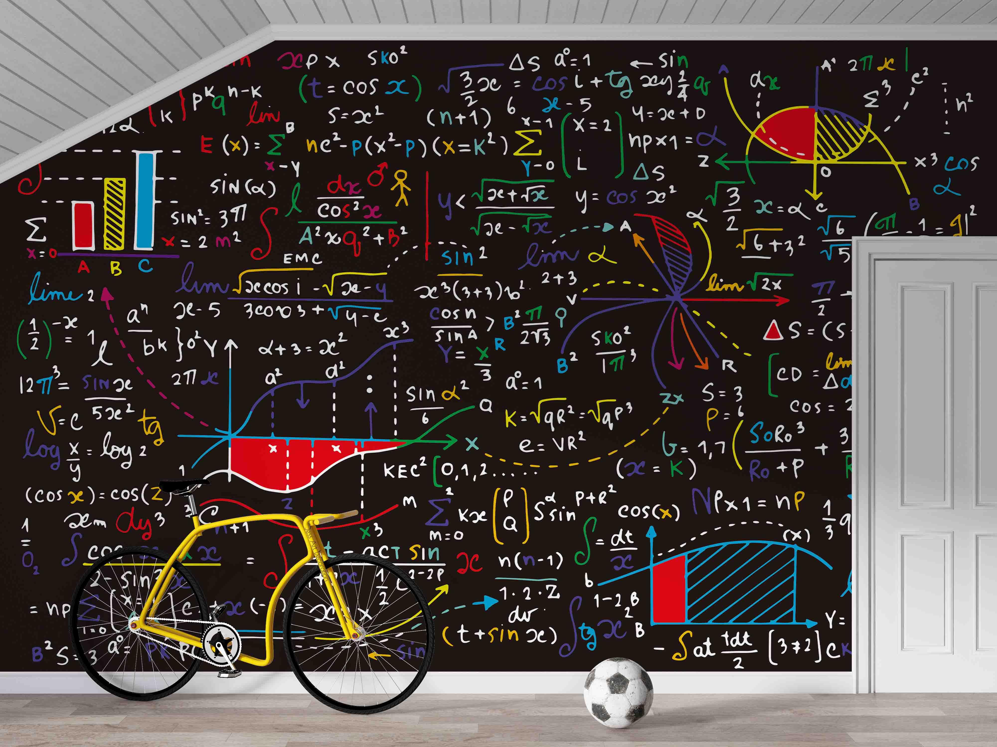 3D Math Formula Function Graph Calculation Pattern Wall Mural Wallpaper GD 2613- Jess Art Decoration