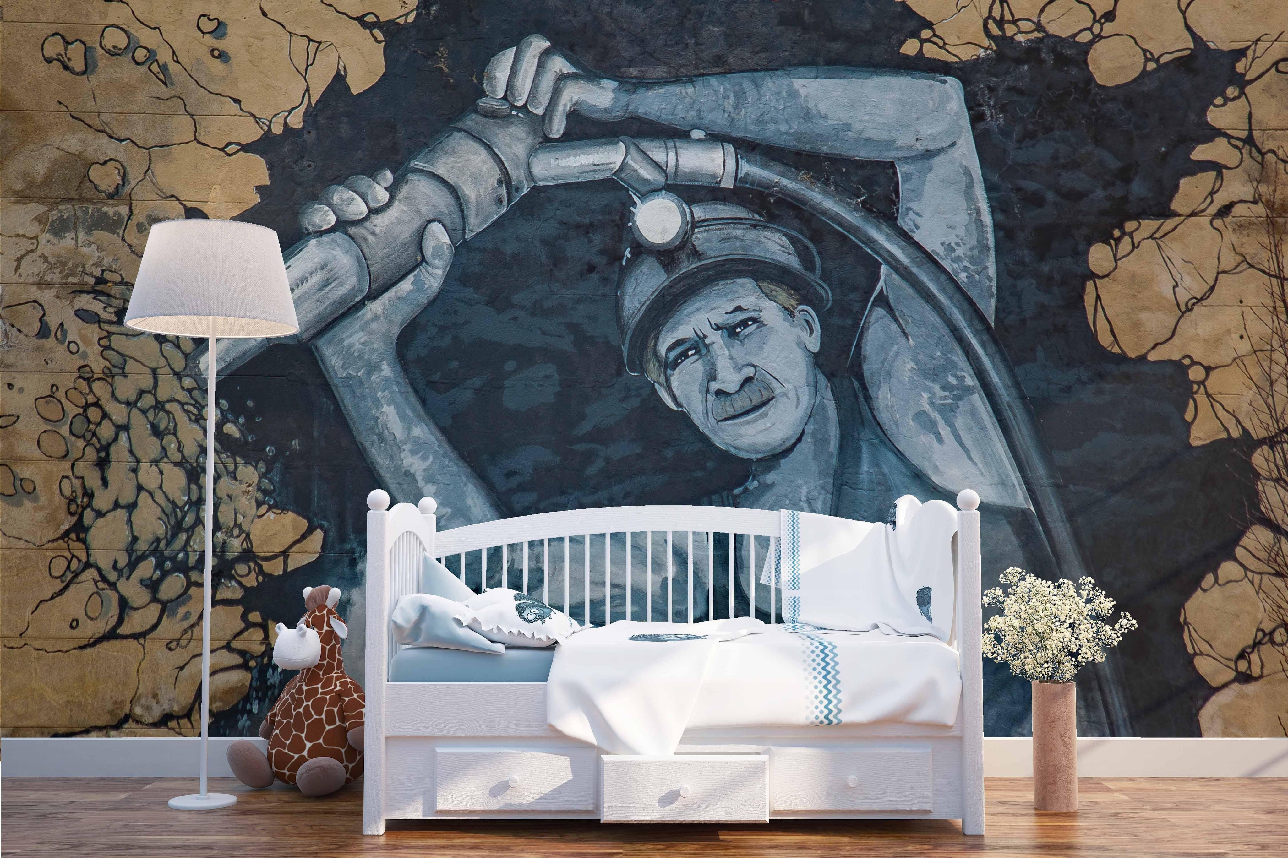 3D Hand Painting Miner Work Wall Mural Wallpaper 172- Jess Art Decoration