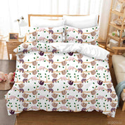 3D Cartoon Hand Drawn Cute Sloth Plant Illustration Animal Quilt Cover Set Bedding Set Duvet Cover Pillowcases LXL- Jess Art Decoration