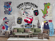3D Abstract Cars Racing Wall Mural Wallpaper WJ 2167- Jess Art Decoration