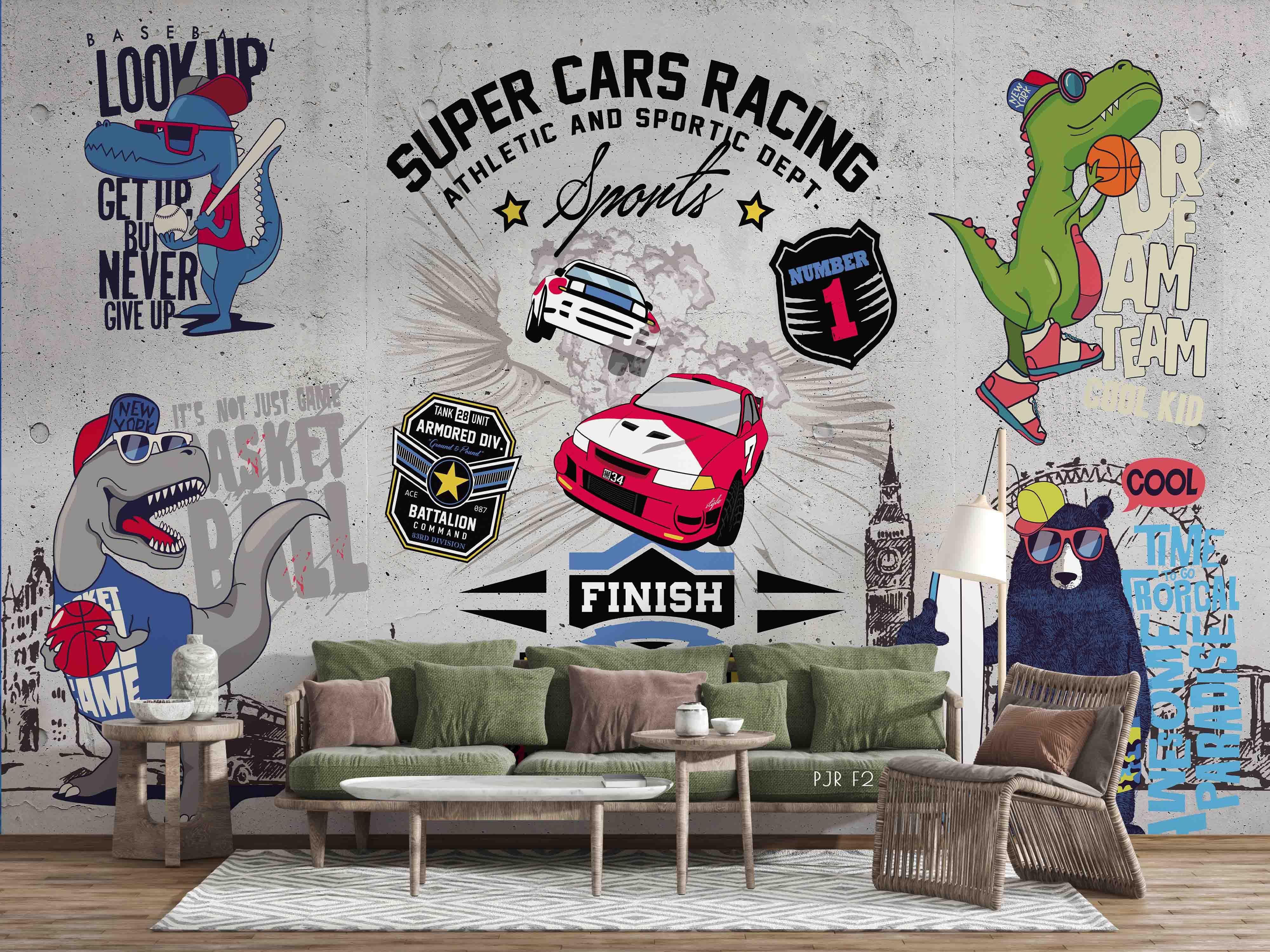 3D Abstract Cars Racing Wall Mural Wallpaper WJ 2167- Jess Art Decoration