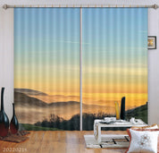 3D Mountain Woods Misty Golden Sunbeam Curtains and Drapes GD 2145- Jess Art Decoration