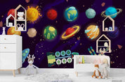 3D Cartoon Space Color Planet Galaxy Wall Mural Wallpaper LQH 293- Jess Art Decoration