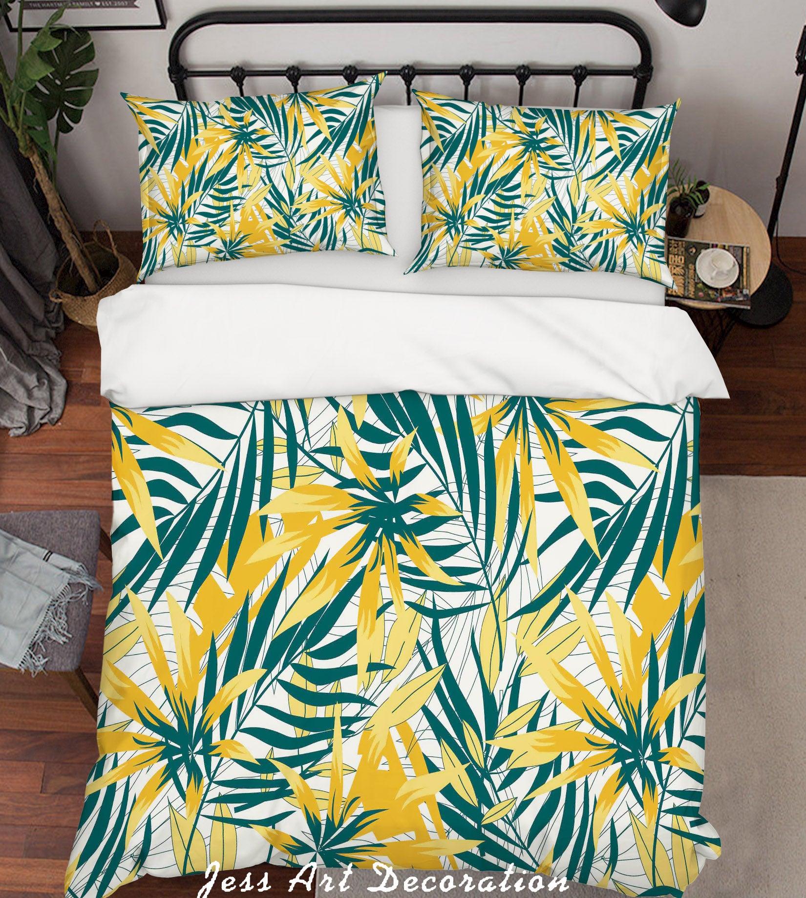 3D Yellow Leaves Quilt Cover Set Bedding Set Pillowcases 148- Jess Art Decoration