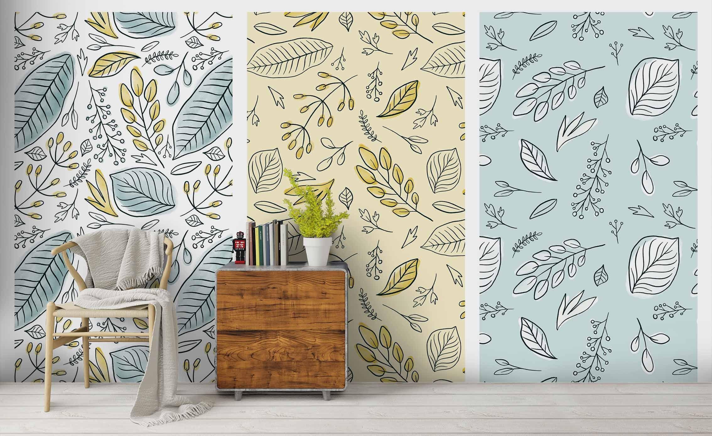 3D Hand Painted Leaves Wall Mural Wallpaper 1- Jess Art Decoration