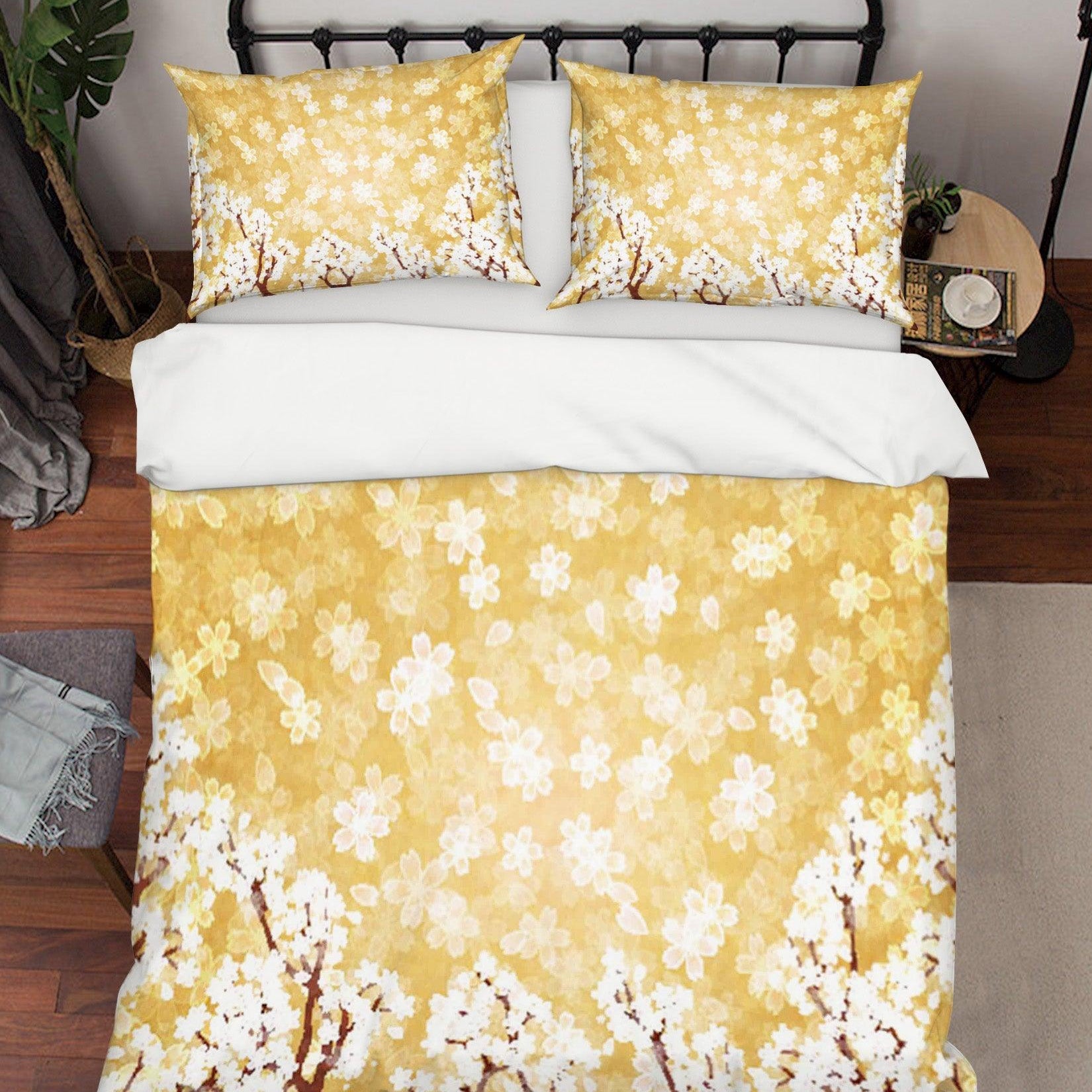 3D White Floral Quilt Cover Set Bedding Set Pillowcases 36- Jess Art Decoration