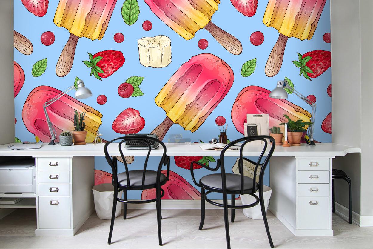 3D Ice Lolly Strawberry Wall Mural Wallpaper 44- Jess Art Decoration