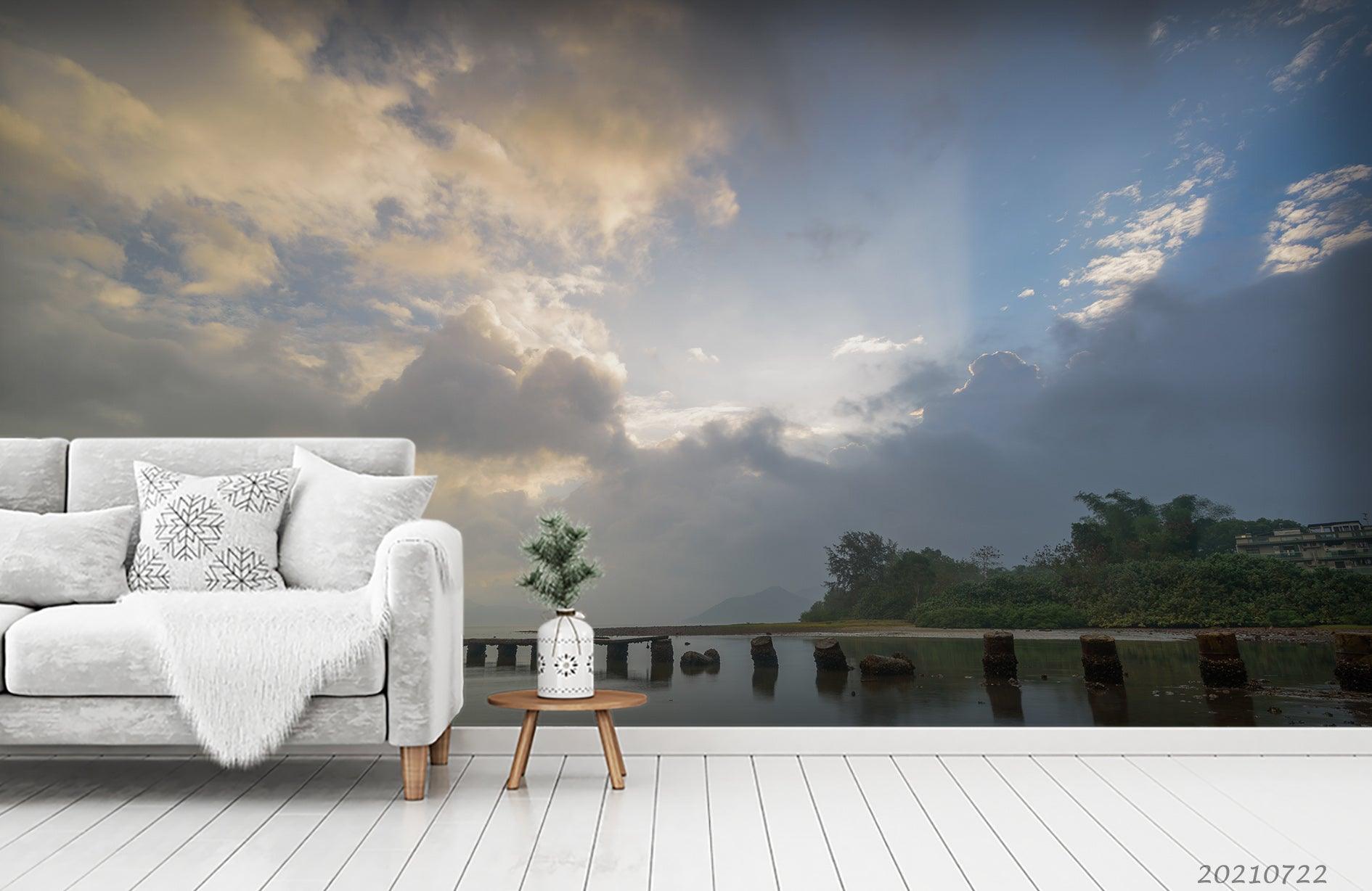 3D Sky Cloud Mountain River Nature Landscape Wall Mural Wallpaper LQH 659- Jess Art Decoration
