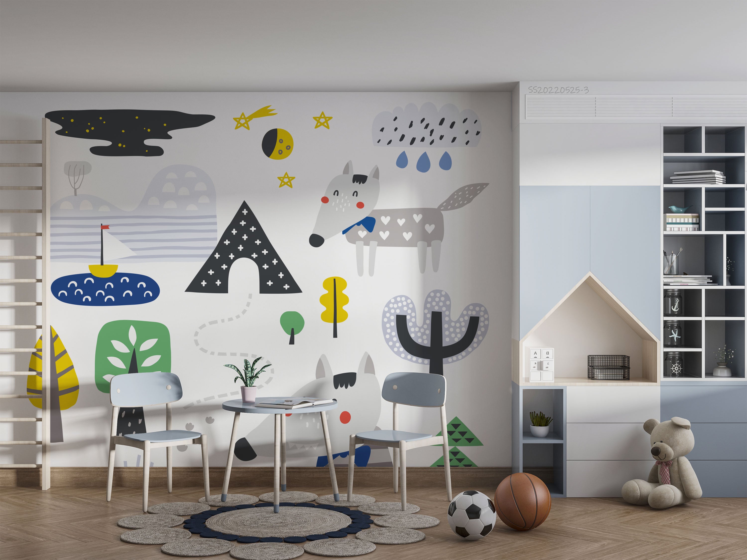 3D Cartoon Tree Animal Sky Cloud Rain Wall Mural Wallpaper GD 276- Jess Art Decoration