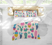 3D Colorful Cactus Plant Quilt Cover Set Bedding Set Duvet Cover Pillowcases LXL- Jess Art Decoration