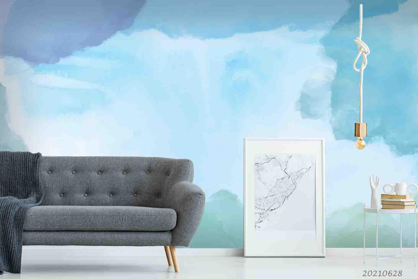 3D Watercolor Blue Wall Mural Wallpaper LQH 208- Jess Art Decoration