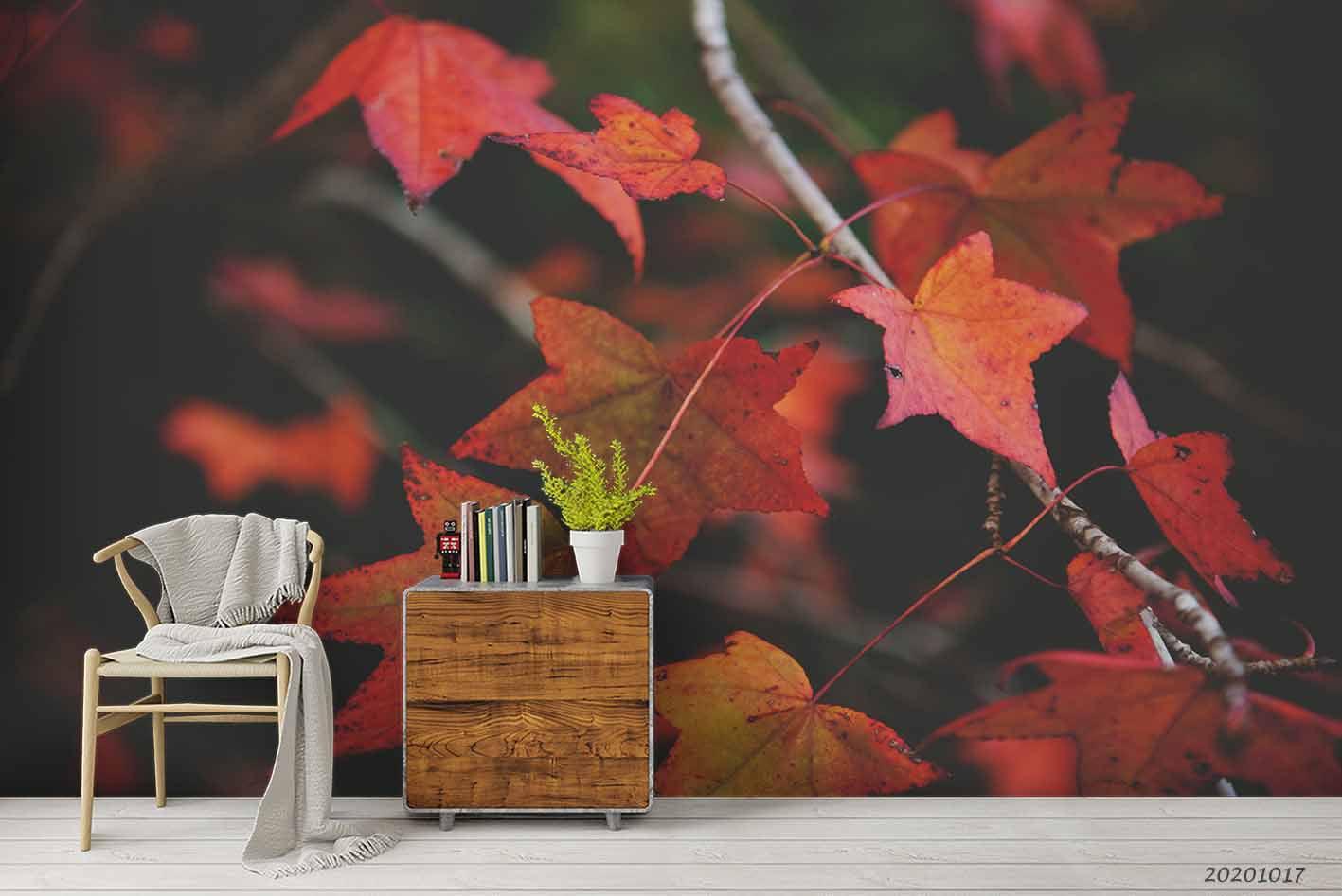 3D Landscape Leaves Maple Leaf Wall Mural Wallpaper WJ 6254- Jess Art Decoration