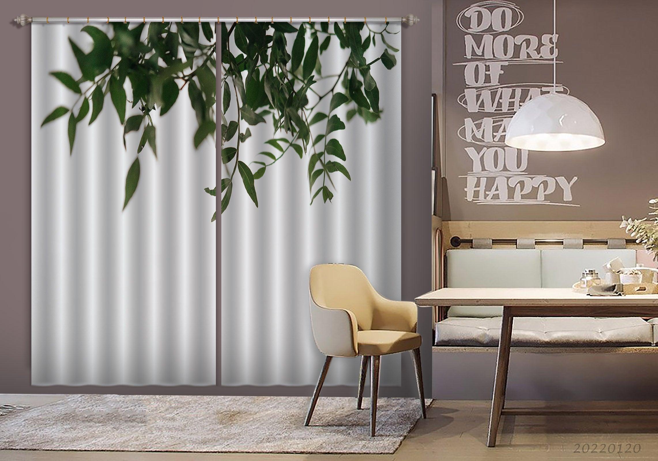 3D Green Leaf Pattern Curtains and Drapes GD 1920- Jess Art Decoration