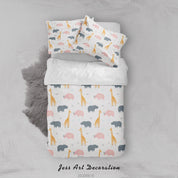 3D White Rhinoceros Giraffe Hippo Quilt Cover Set Bedding Set Duvet Cover Pillowcases SF32- Jess Art Decoration