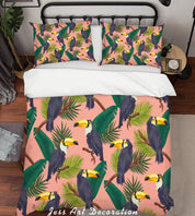 3D Green Leaf Parrot Quilt Cover Set Bedding Set Pillowcases 119- Jess Art Decoration