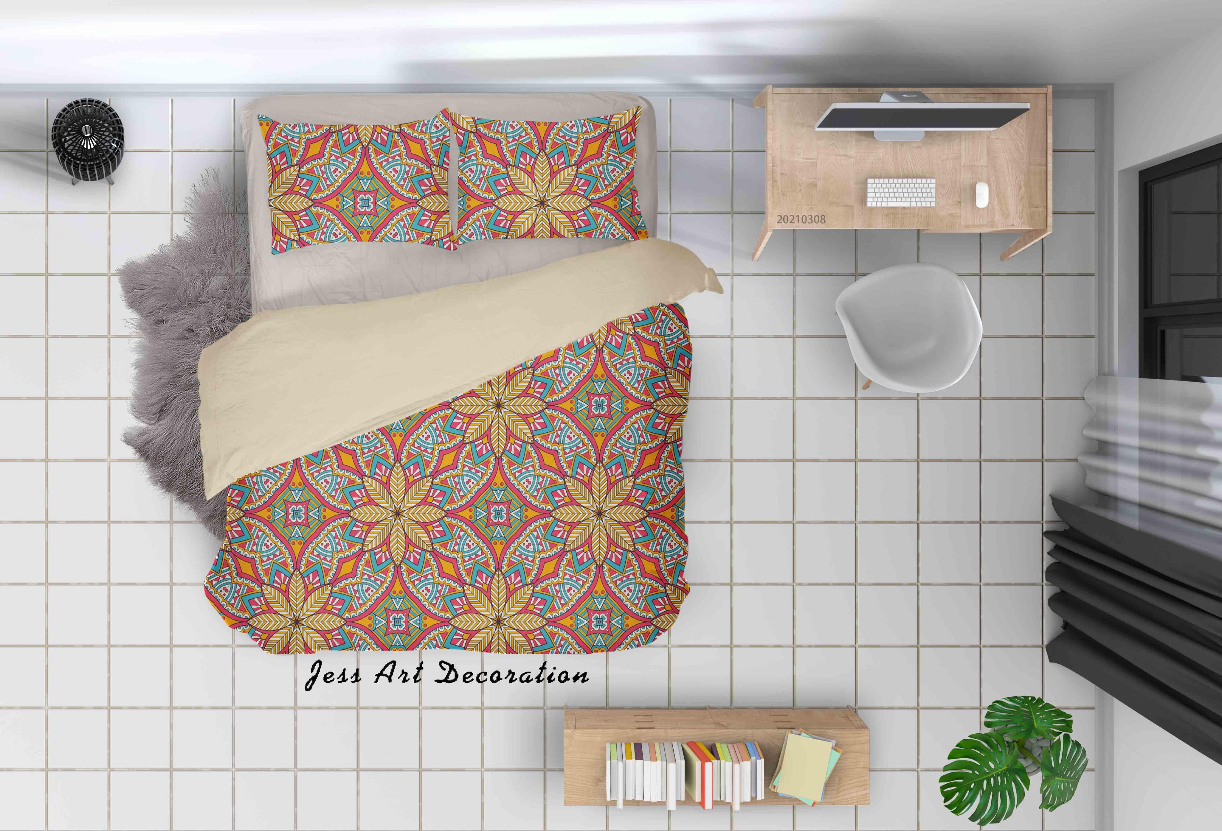 3D Abstract Color Floral Quilt Cover Set Bedding Set Duvet Cover Pillowcases 30- Jess Art Decoration