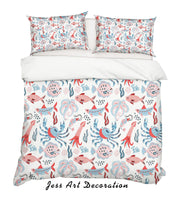3D Cartoon Octopus Squid Quilt Cover Set Bedding Set Pillowcases 134- Jess Art Decoration