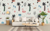 3D Cartoon Coconut Tree Wall Mural Wallpaper 57- Jess Art Decoration