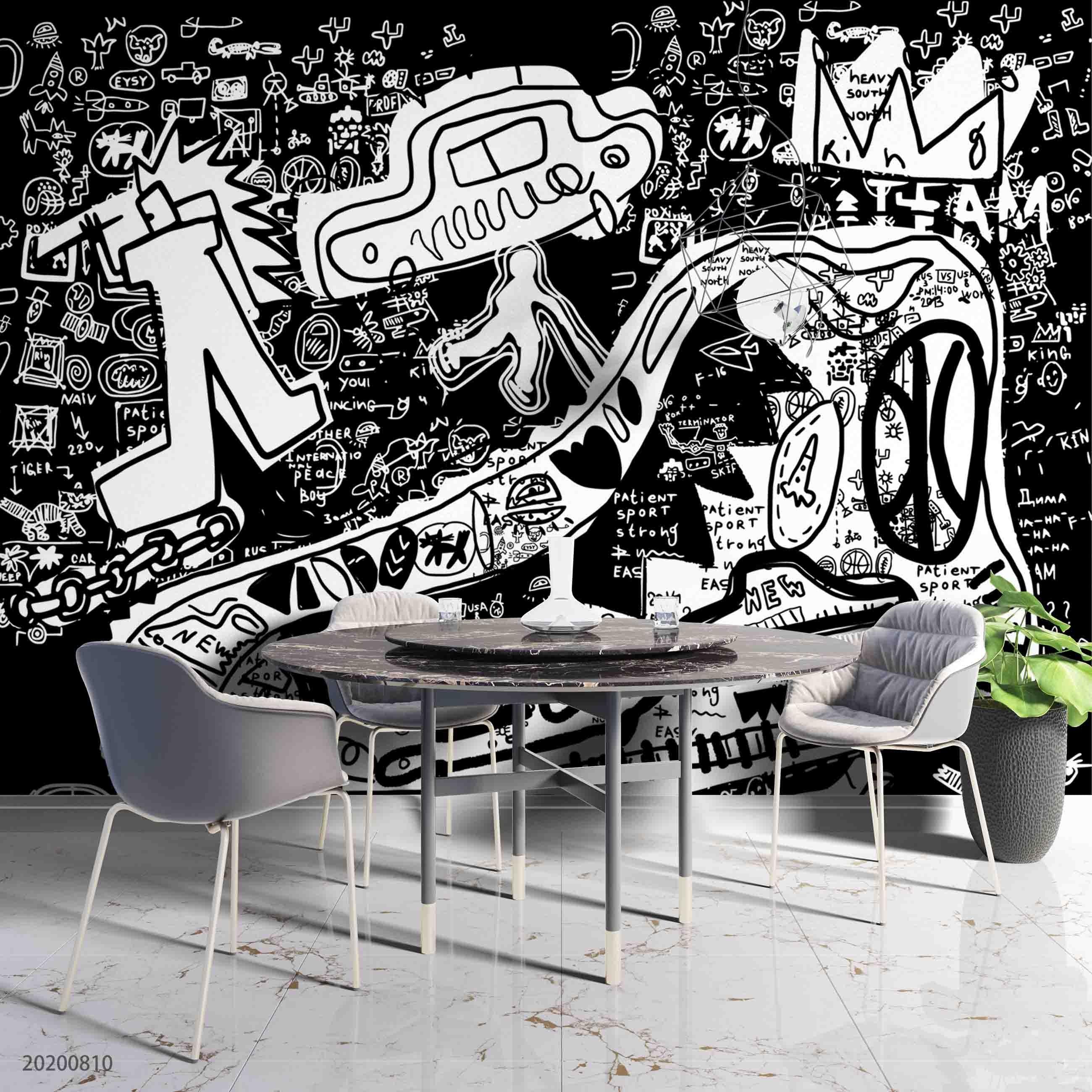3D Graffiti Sneaker Crown Car Wall Mural Wallpaper LXL 1216- Jess Art Decoration