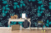 3D Blue Branch Leaves Wall Mural Wallpaper 08- Jess Art Decoration
