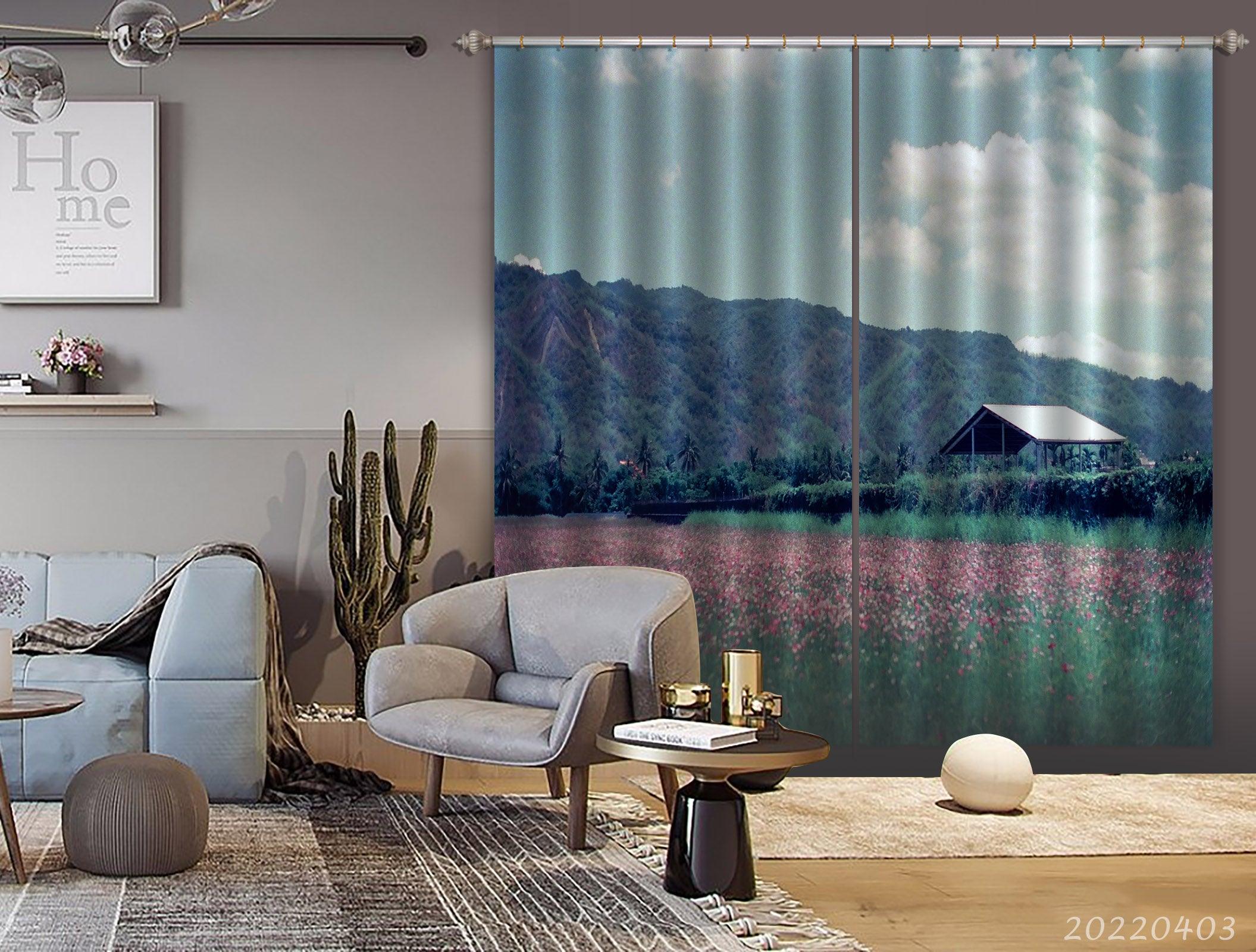 3D Landscape Mountain Green Plant Flower Curtains and Drapes GD 3321- Jess Art Decoration