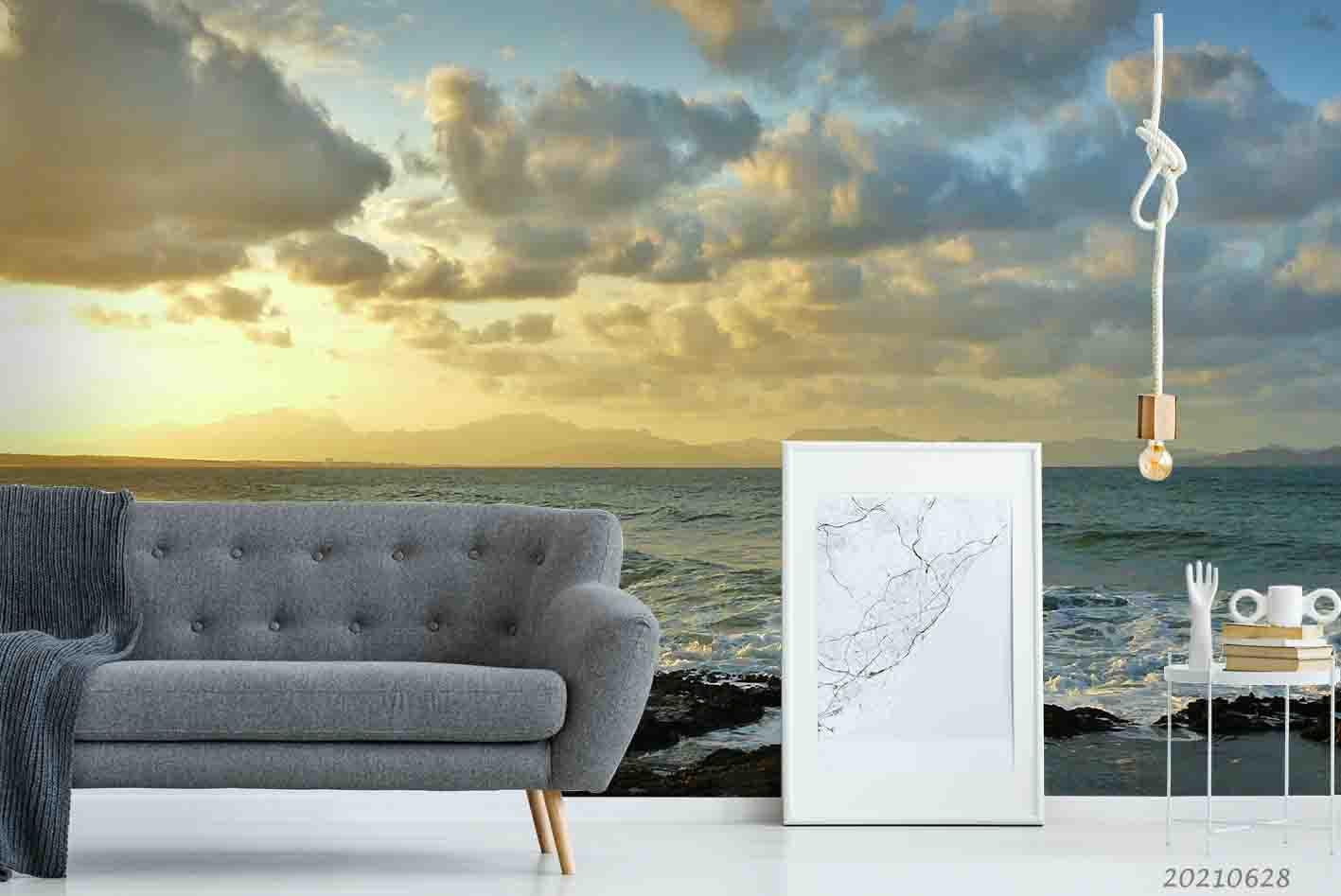 3D Sunset Sky Cloud Sea Landscape Wall Mural Wallpaper LQH 275- Jess Art Decoration