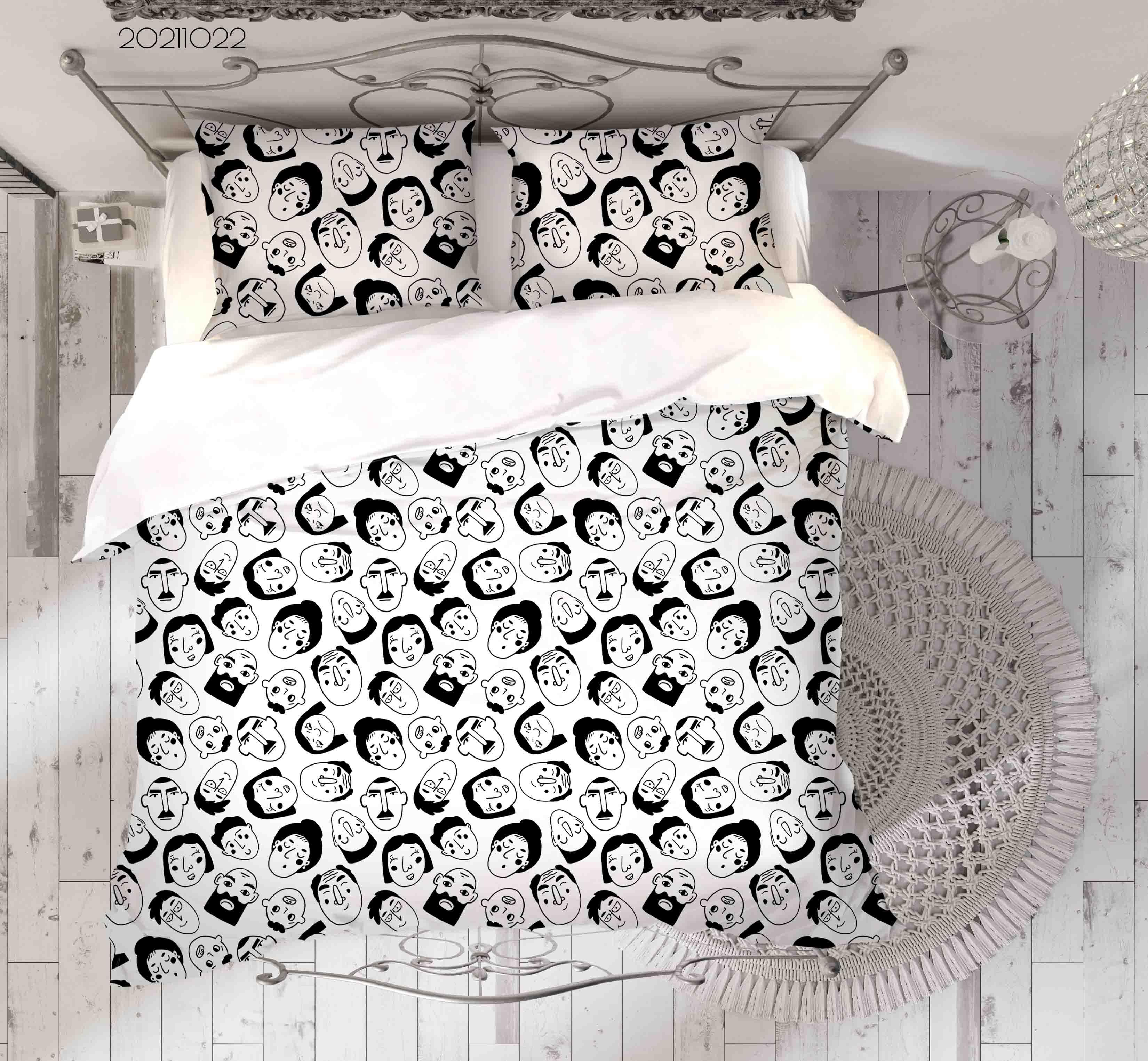 3D Abstract Human Face Art Graffiti Quilt Cover Set Bedding Set Duvet Cover Pillowcases 26- Jess Art Decoration