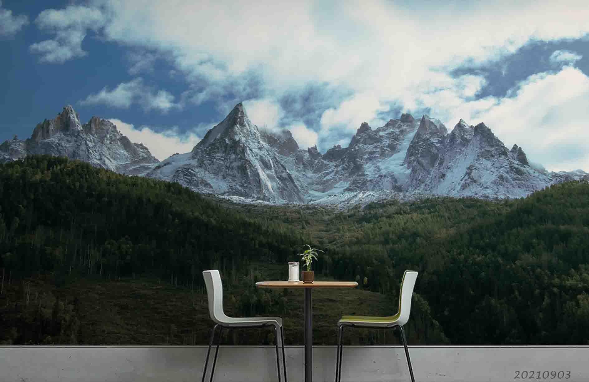 3D Sky Cloud Mountain Landscape Wall Mural Wallpaper LQH 96- Jess Art Decoration