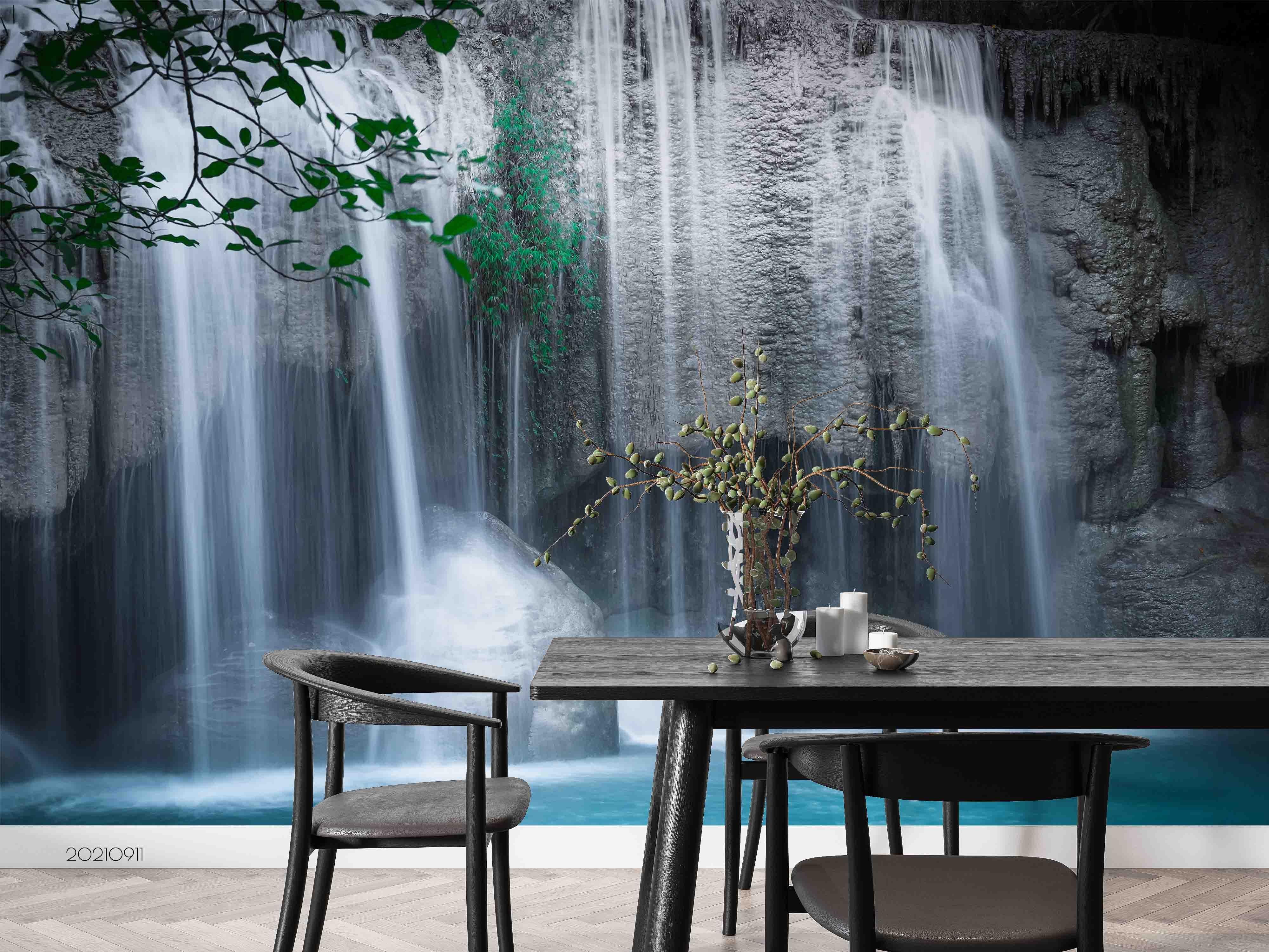 3D Forest Waterfall Landscape Wall Mural Wallpaper LQH 784- Jess Art Decoration