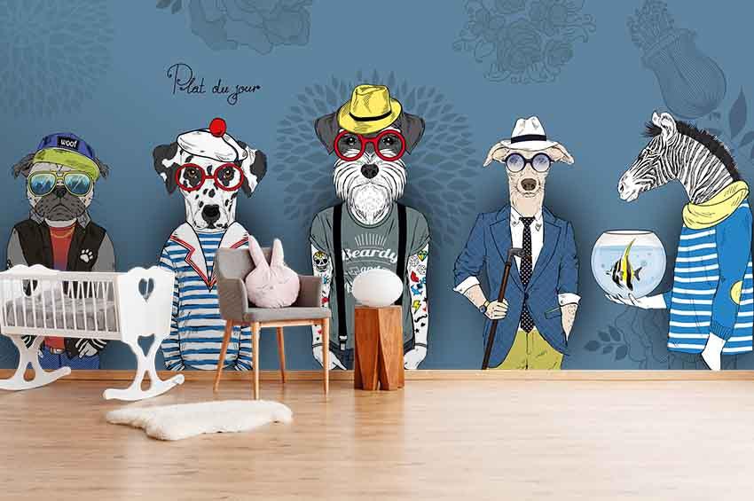 3D Different Dogs Wall Mural Wallpaper 07- Jess Art Decoration