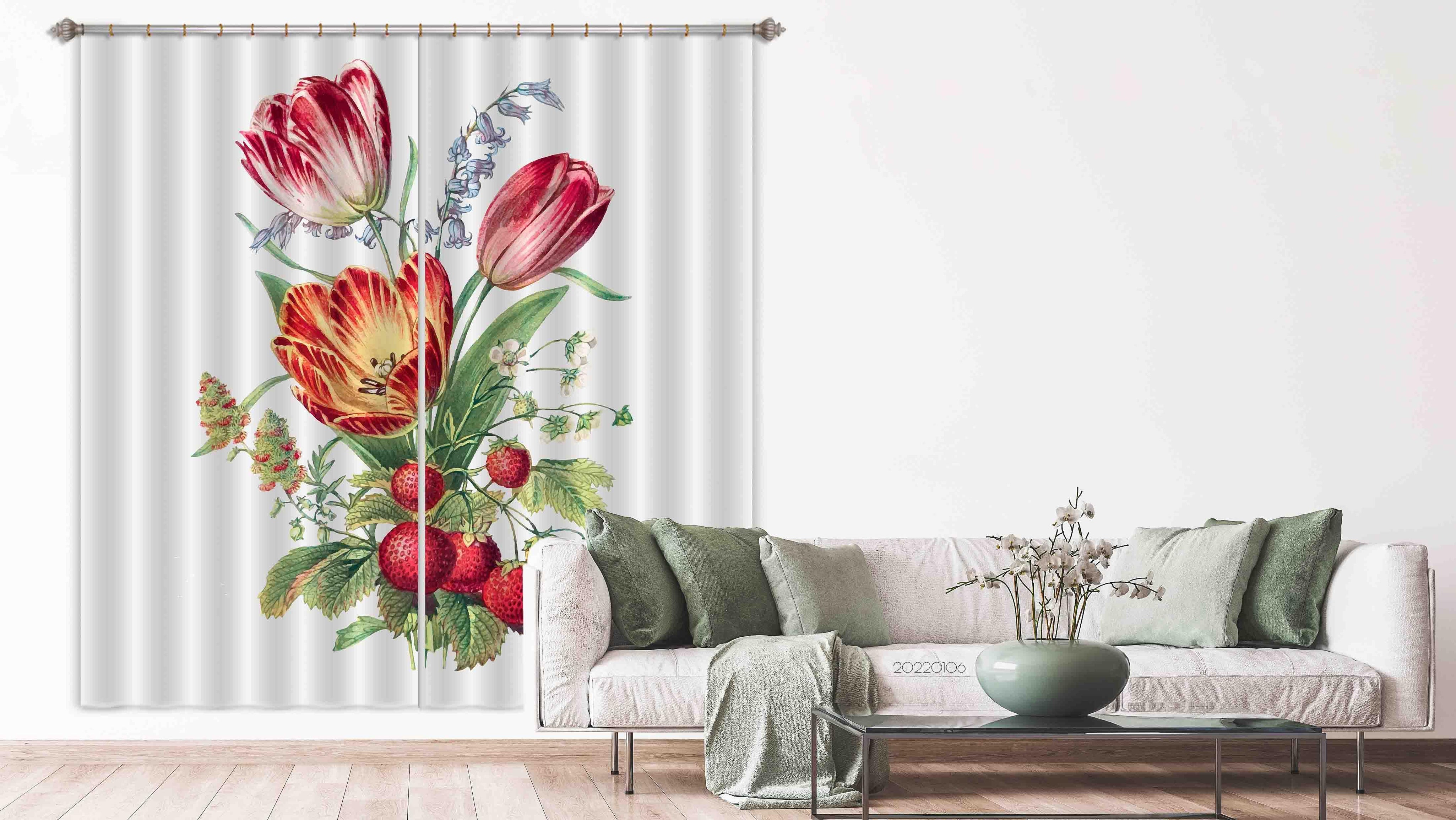 3D Vintage Summer Flowers Bouquet Curtains and Drapes GD 149- Jess Art Decoration