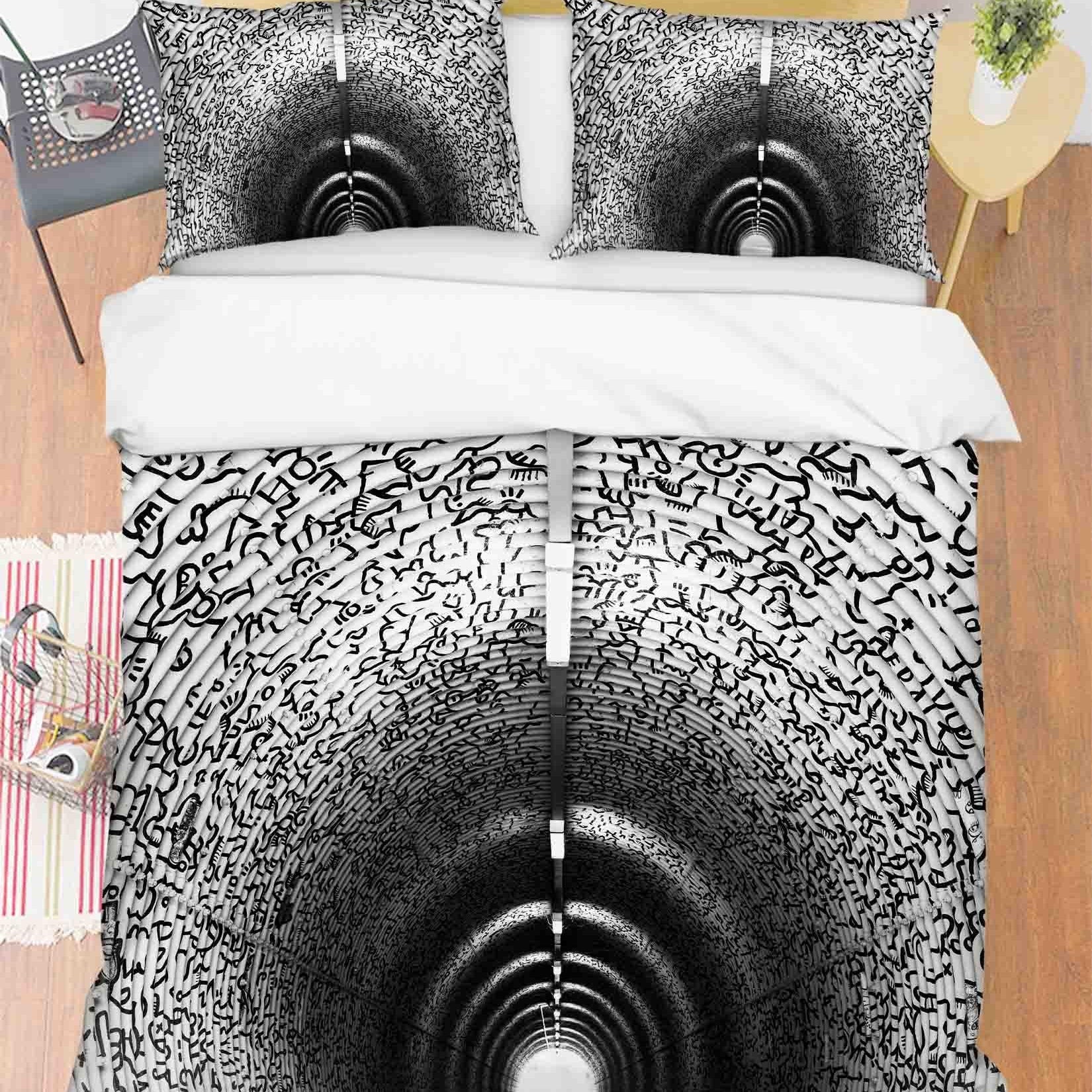 3D Abstract Graffiti Tunnel Quilt Cover Set Bedding Set Duvet Cover Pillowcases 128- Jess Art Decoration
