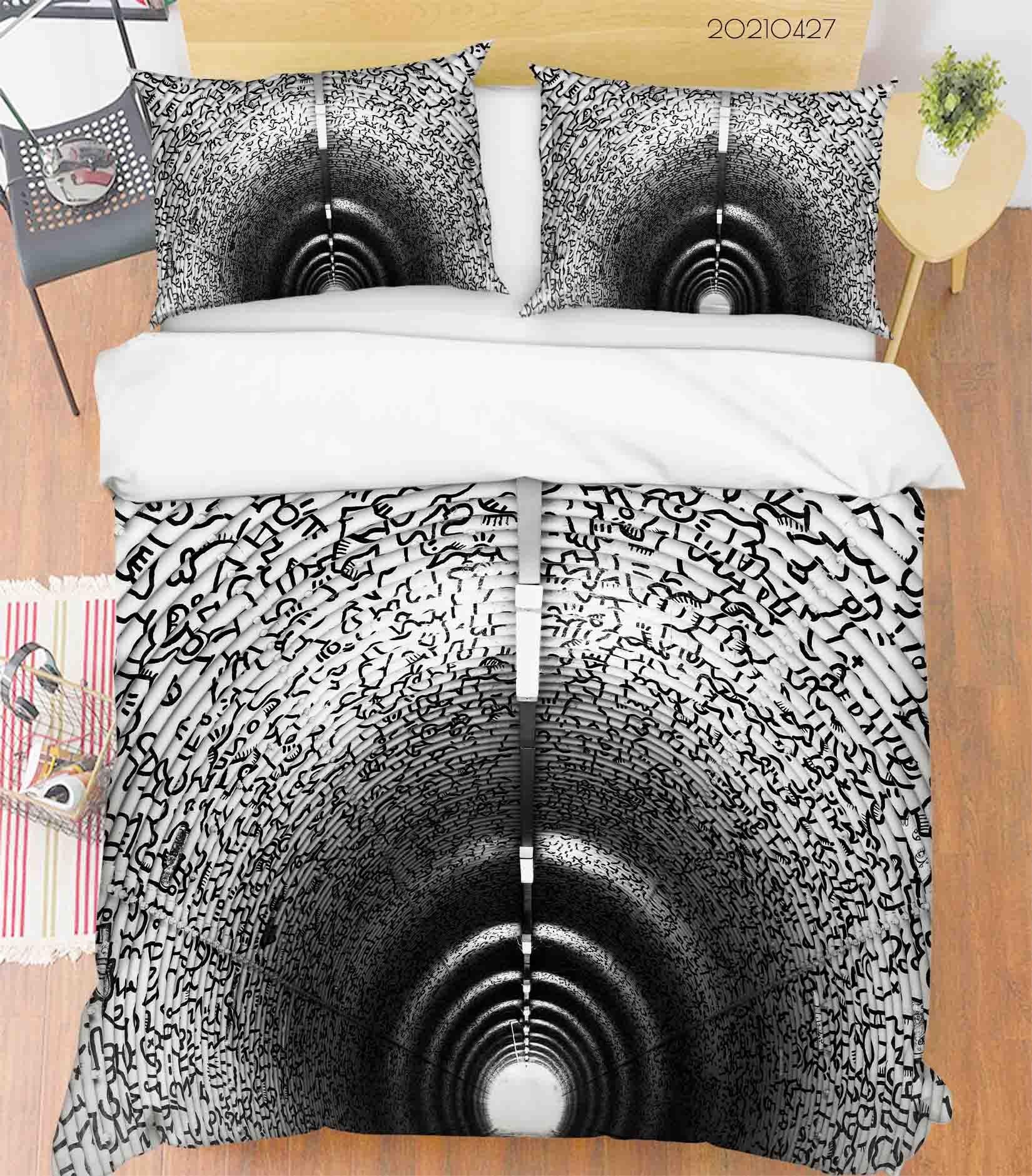3D Abstract Graffiti Tunnel Quilt Cover Set Bedding Set Duvet Cover Pillowcases 128- Jess Art Decoration