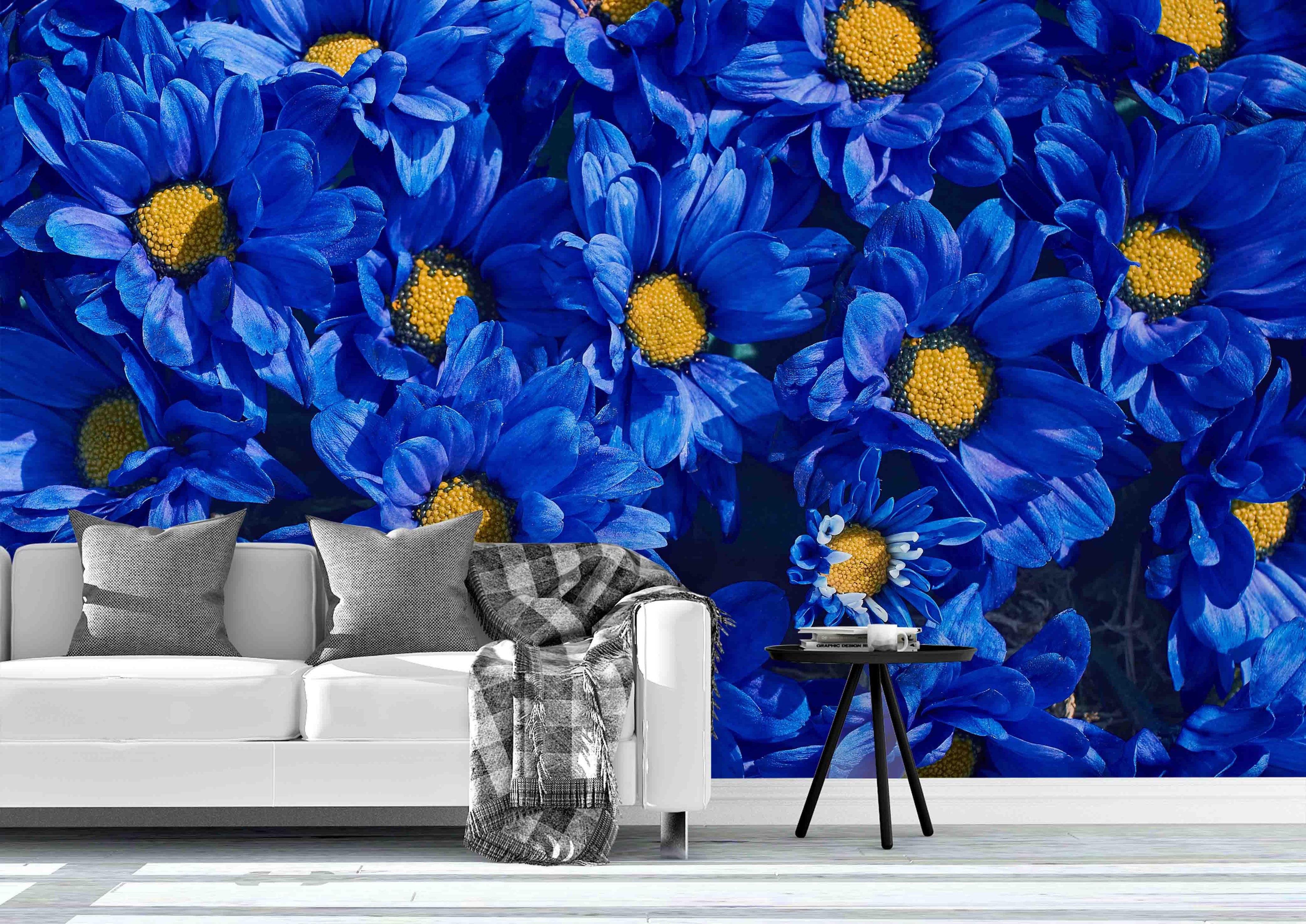 3D blue flowers wall mural wallpaper 17- Jess Art Decoration