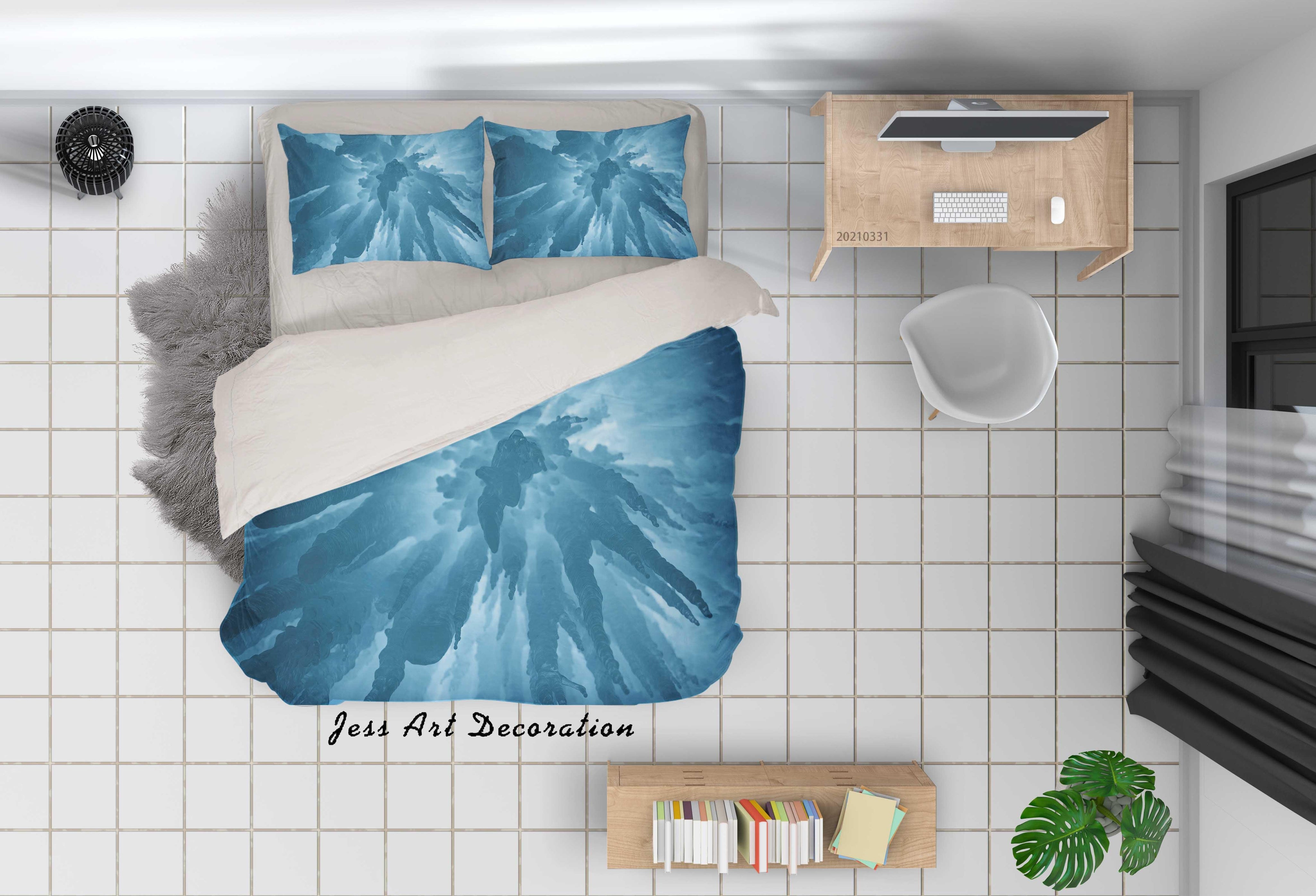 3D Abstract Blue Pattern Quilt Cover Set Bedding Set Duvet Cover Pillowcases 214- Jess Art Decoration