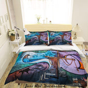 3D Abstract Colored Street Graffiti Quilt Cover Set Bedding Set Duvet Cover Pillowcases 195- Jess Art Decoration