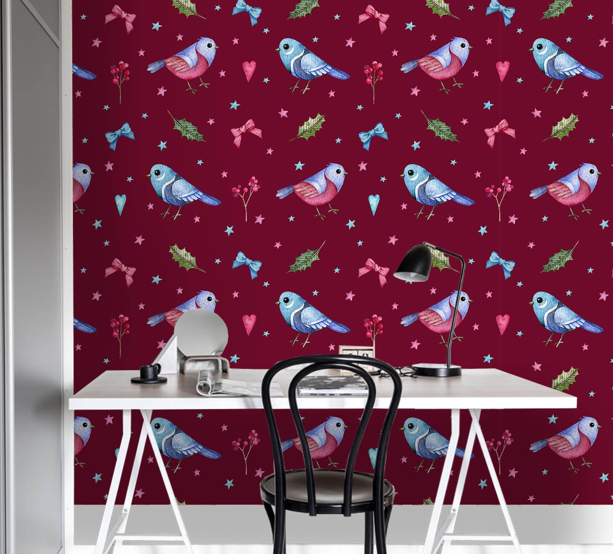 3D Cartoon Bird Red Wall Mural Wallpaper 113- Jess Art Decoration