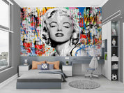 3D Graffiti Star Portrait colour graffiti celebrity portrait wall mural wallpaper for living room