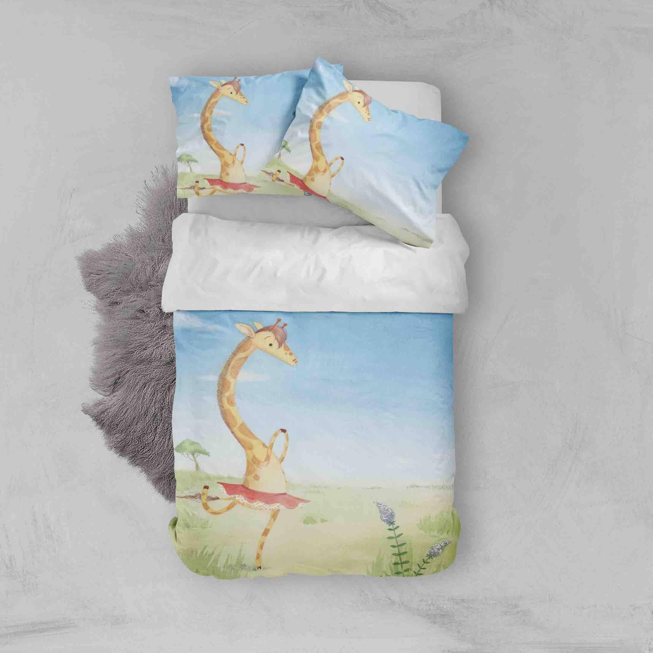 3D Cartoon Giraffe Quilt Cover Set Bedding Set Duvet Cover Pillowcases SF072- Jess Art Decoration