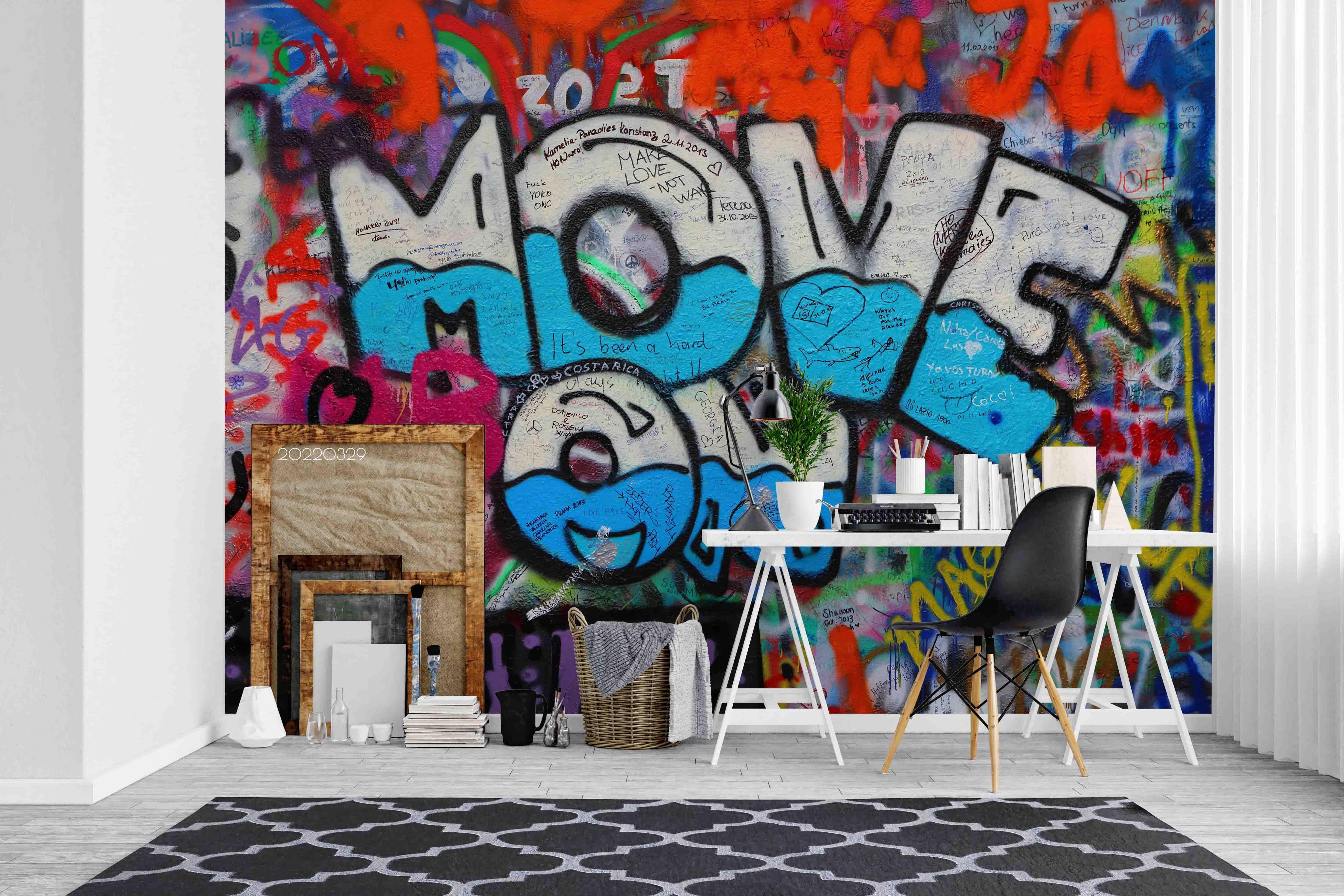 3D Abstract Art Graffiti Alphabet Wall Mural Wallpaper GD 4129- Jess Art Decoration