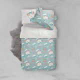 3D Blue Cooking Cat Kitty Quilt Cover Set Bedding Set Pillowcases 42- Jess Art Decoration